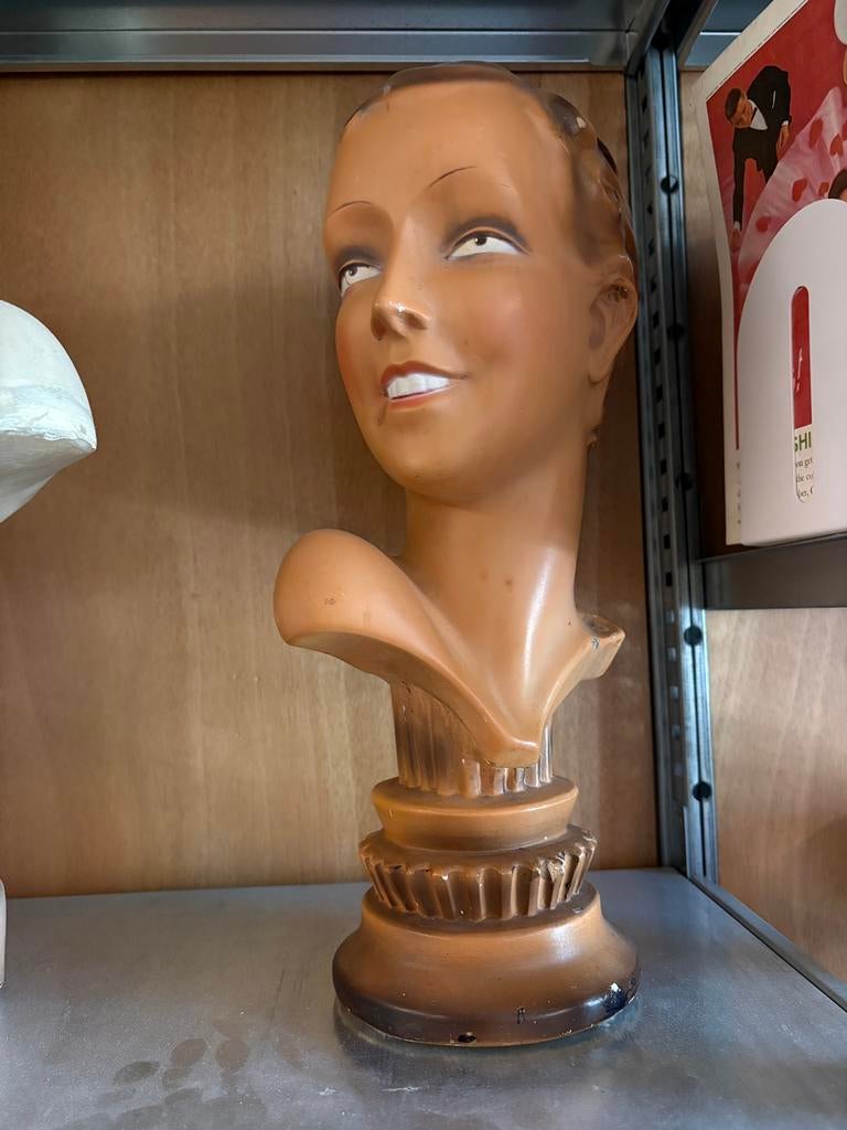 Vintage mannequin etalagehoofd i g st., Huis en Inrichting, Ophalen of Verzenden, Zo goed als nieuw