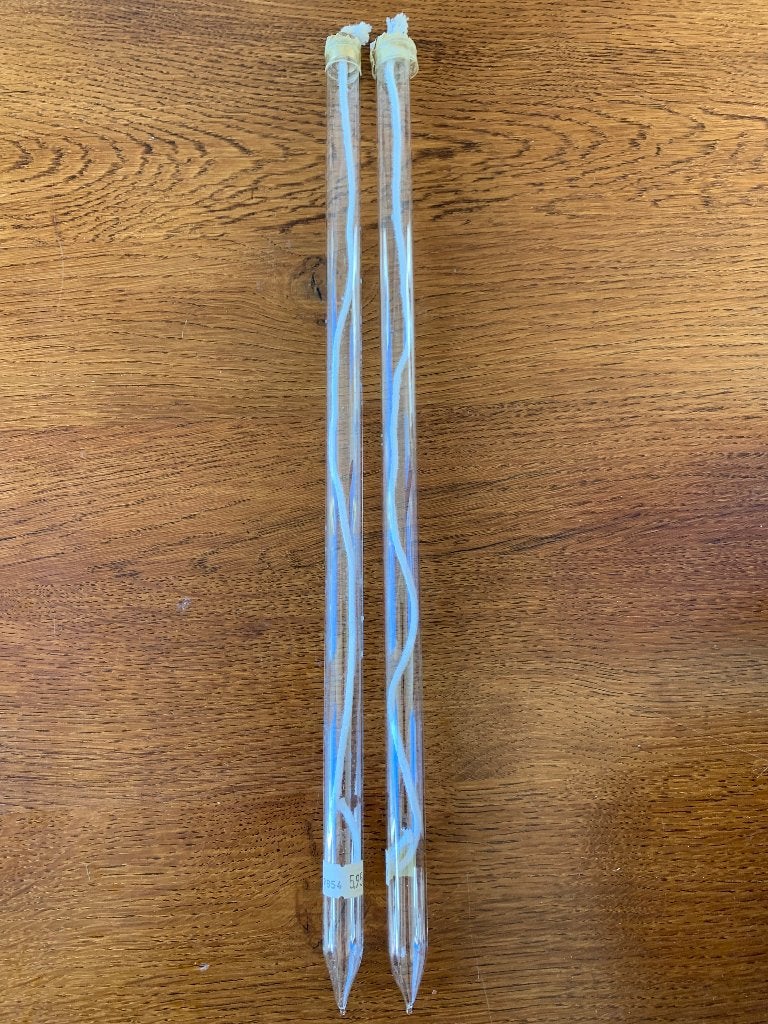 2 Glazen 'Kaarsen' met Lont Nieuw, Ophalen of Verzenden, Nieuw, Overige materialen, Minder dan 25 cm