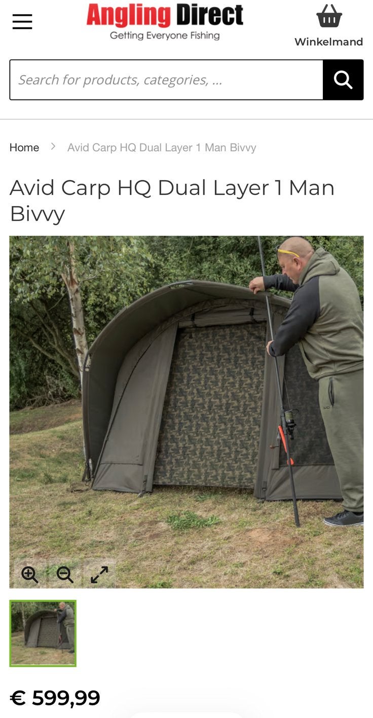 Avid HQ Dual Layer Bivvy One Man Karpertent (NIEUWSTAAT!), Ophalen of Verzenden, Zo goed als nieuw, Tot en met 2