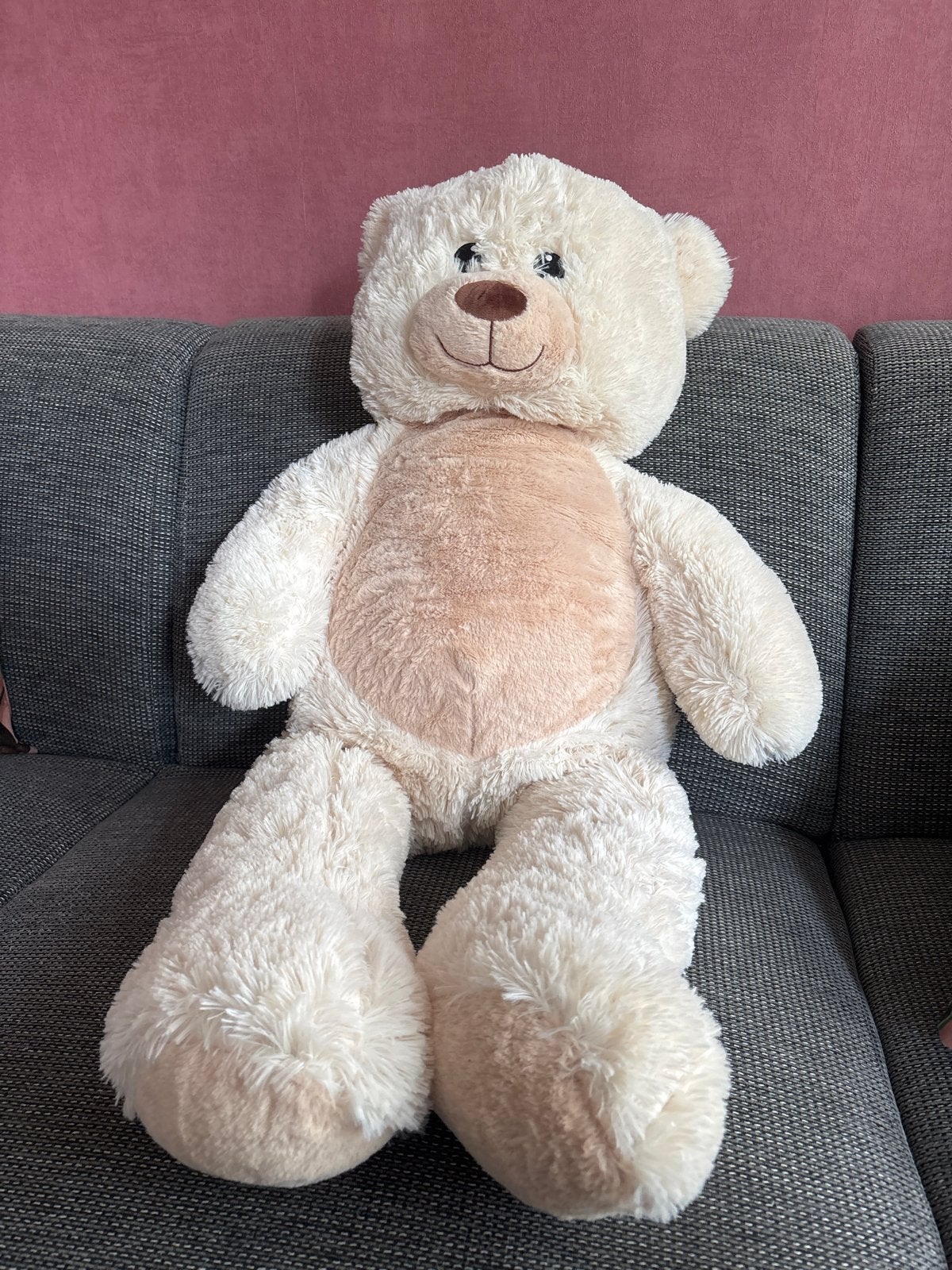 Grote zachte beige teddybeer - Zo goed als nieuw, Ophalen, Overige merken, Overige karakters, Beer