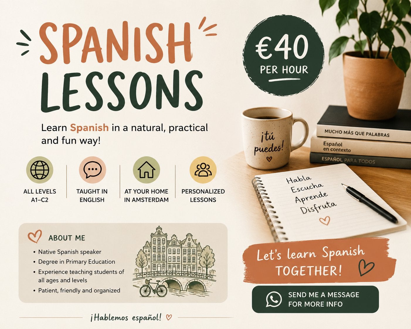 Spanish Lessons in Amsterdam | €40/hour