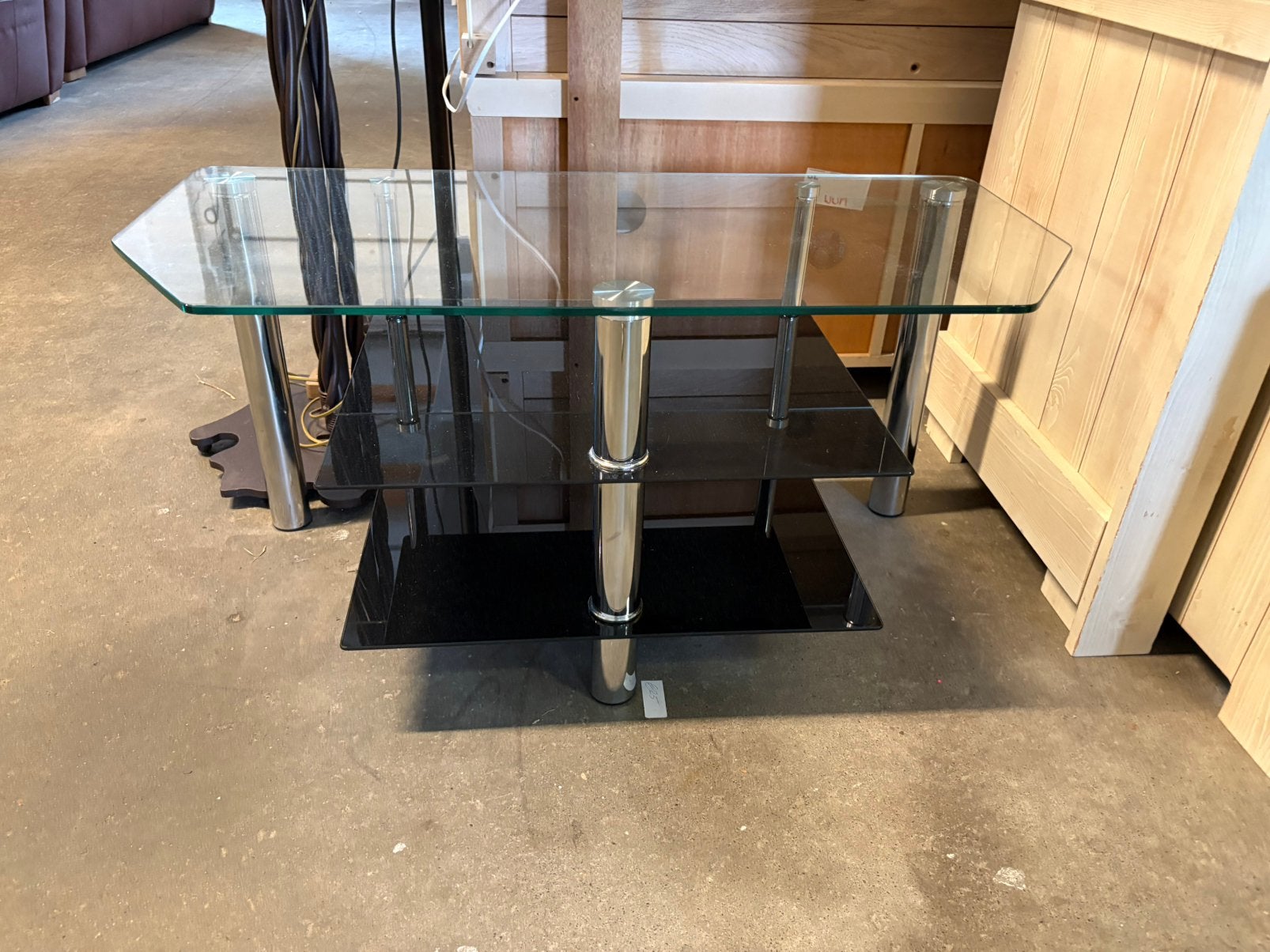 Glazen tv meubel 92-44-47, Ophalen, 25 tot 50 cm, 50 tot 100 cm, Minder dan 100 cm