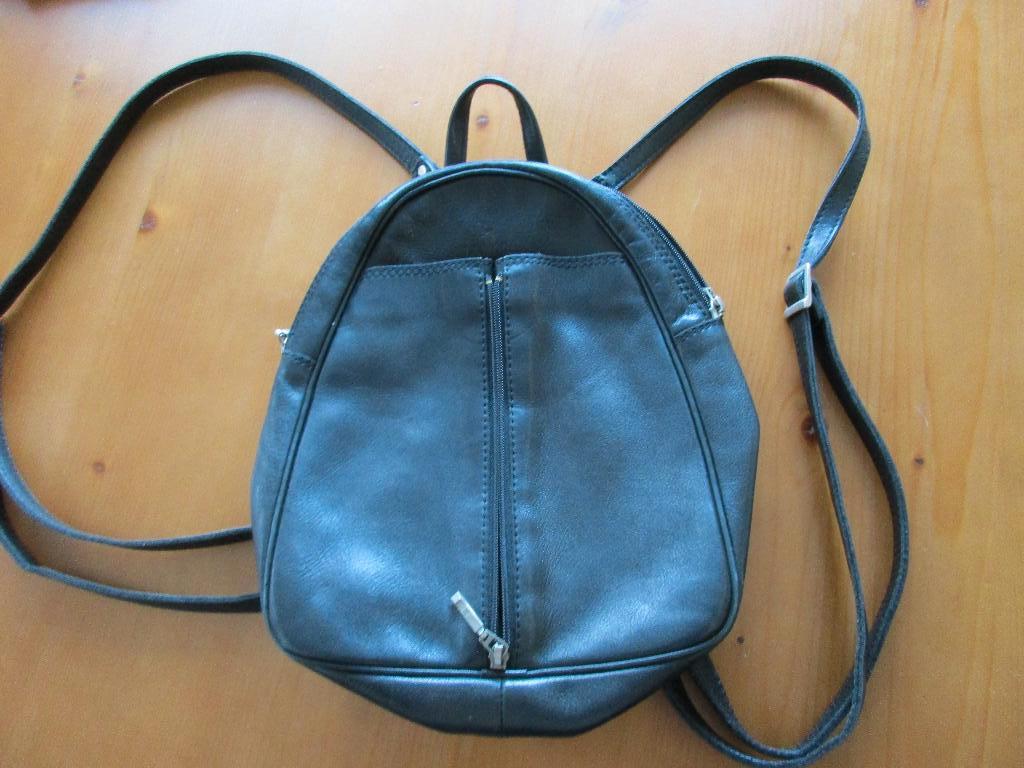 Zwart leren rugtasje merk LA MODA, Verzenden, Zo goed als nieuw, Zwart, Overige typen