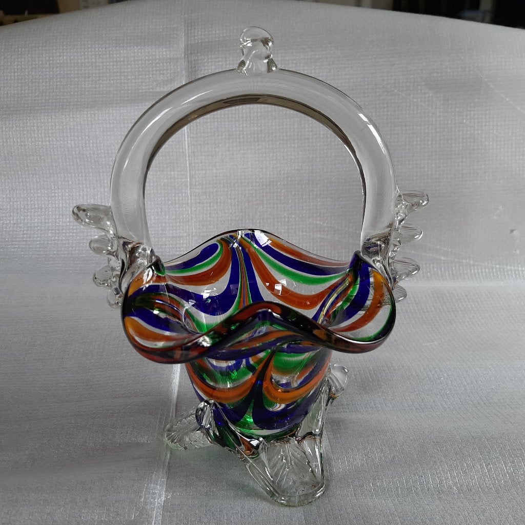 Vaasje / mandje met handvat - Murano glas, Ophalen
