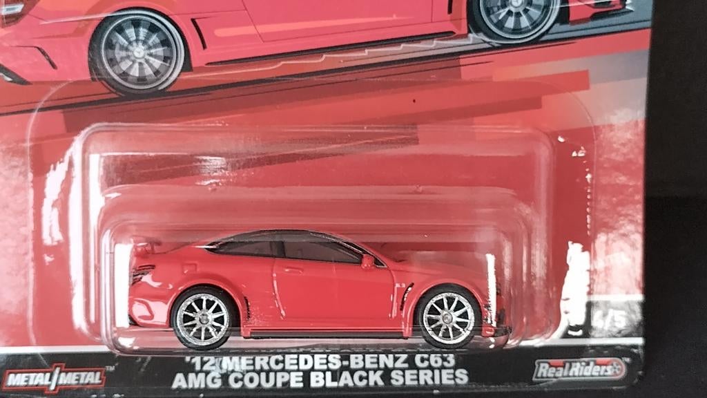 Mercedes Benz C63 AMG Coupe 1:64 Hotwheels Premium Pol, 1186 MJ 1 NL, Auto, Nieuw, Ophalen of Verzenden