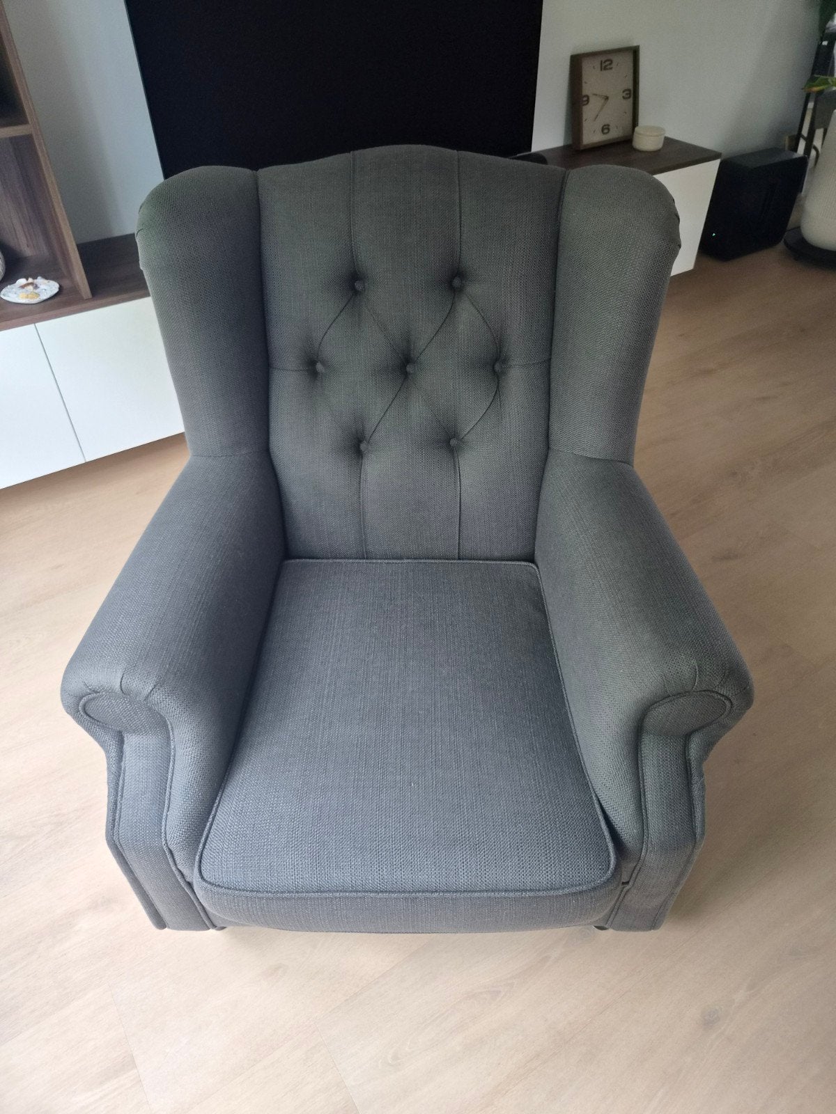 Antraciete fauteuil, Ophalen, Zo goed als nieuw, 75 tot 100 cm, 50 tot 75 cm