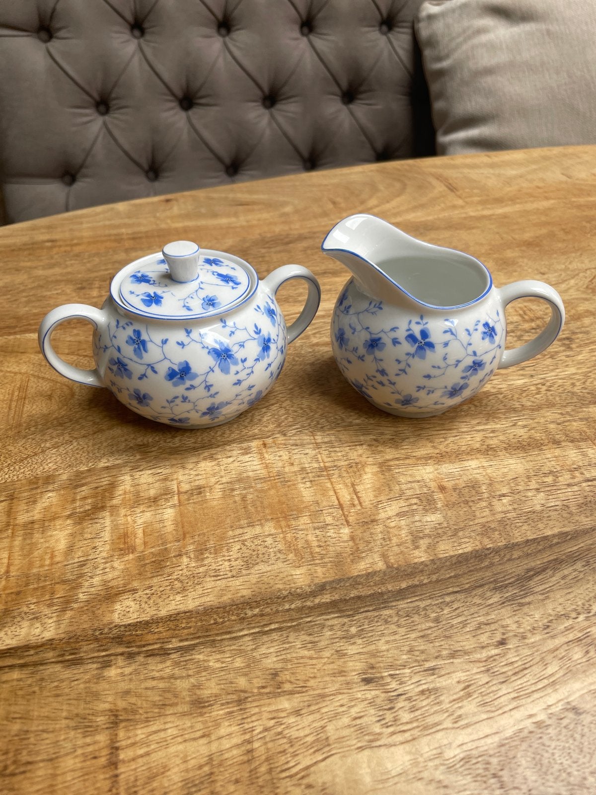 Arzberg 333 Suikerpot en Melkkan 133 Set - Blauw Bloemen, Ophalen