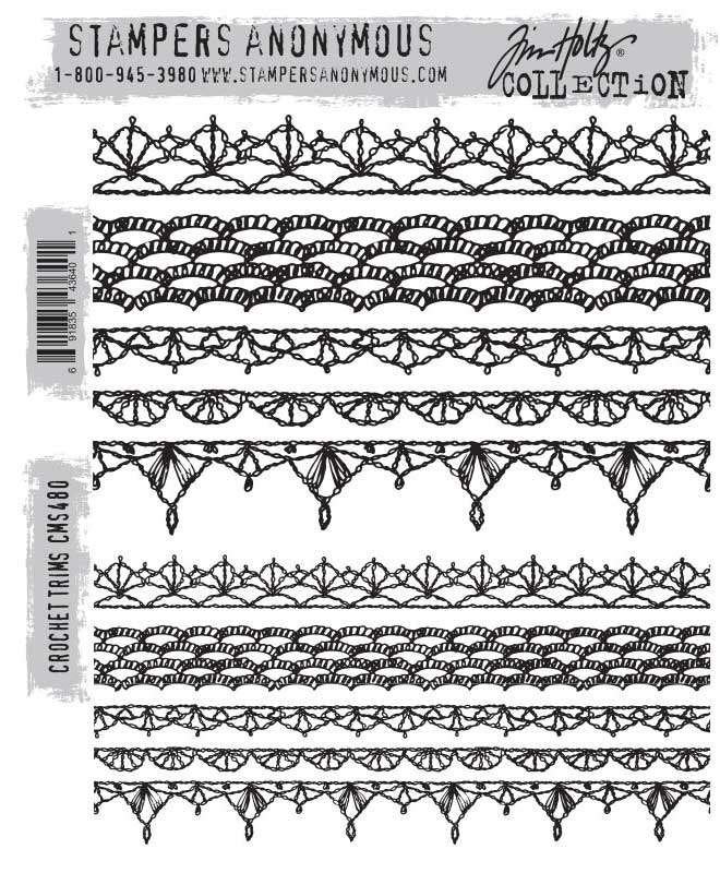SA Tim Holtz Cling Mount Stamps Crochet Trims #480, Hobby en Vrije tijd, Stempelen, Verzenden, Nieuw, EZ-mounted stempel