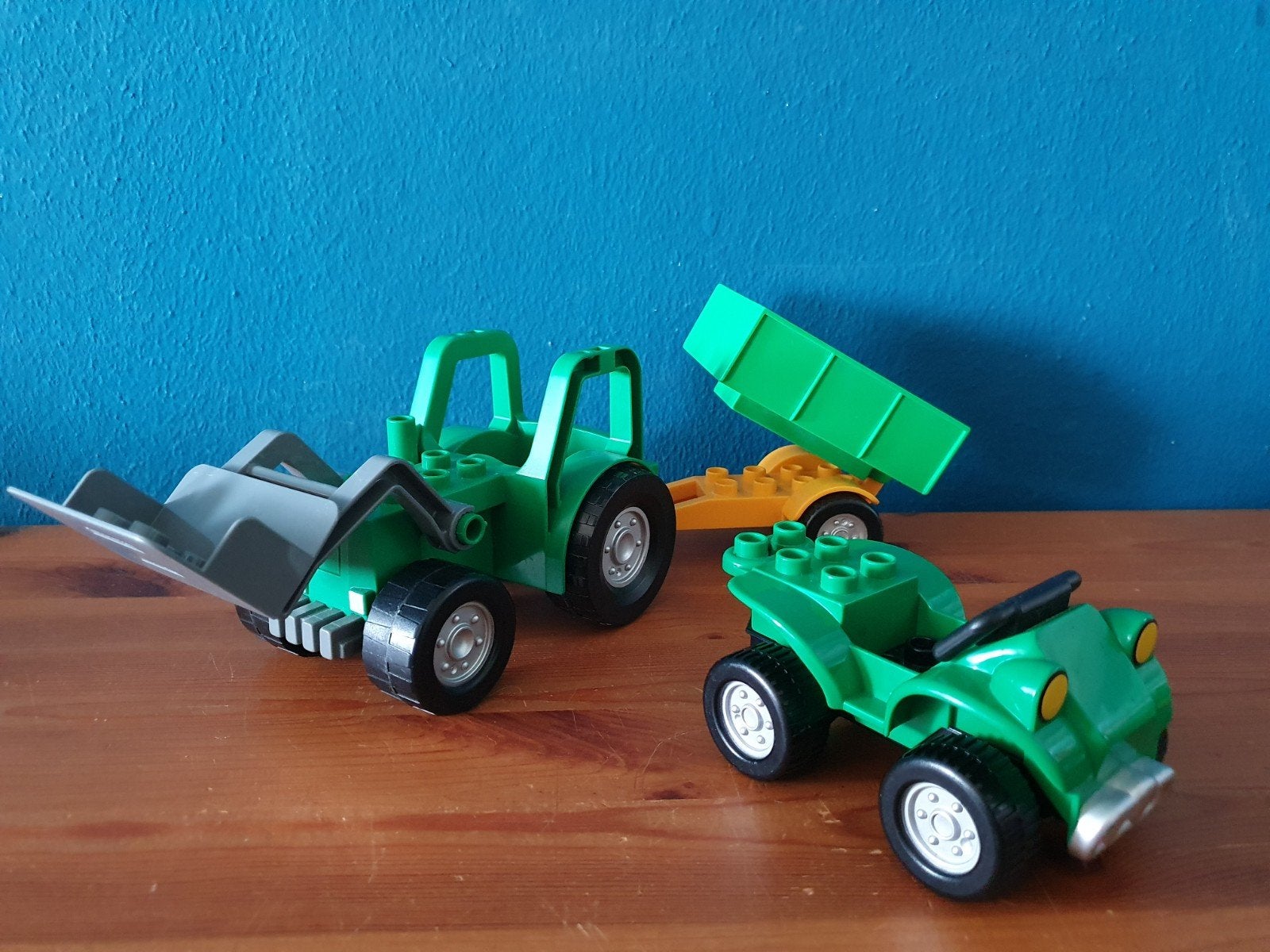 Duplo grote Tractor groen met aanhanger en quad, Ophalen of Verzenden, Zo goed als nieuw, Duplo