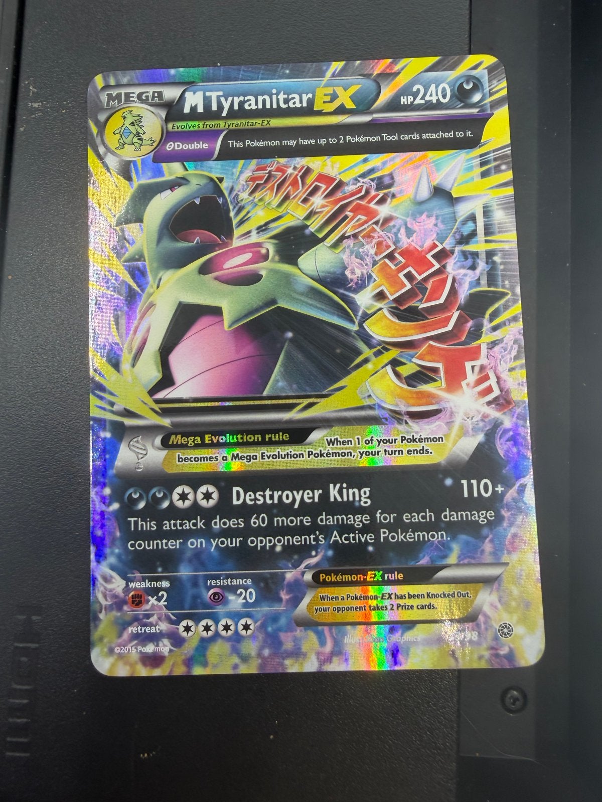Pokémon Kaart: M Tyranitar-EX (Foil), Ophalen of Verzenden, Gebruikt, Losse kaart, Foil