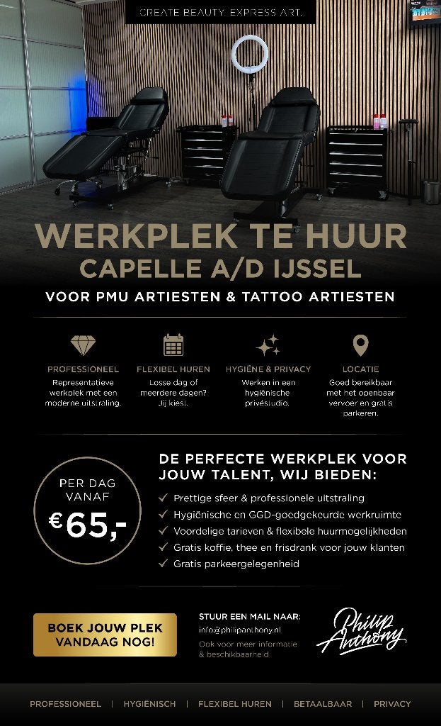 Werkplek te Huur – PMU & Tattoo Artiesten!, 20 tot 35 m², Rotterdam