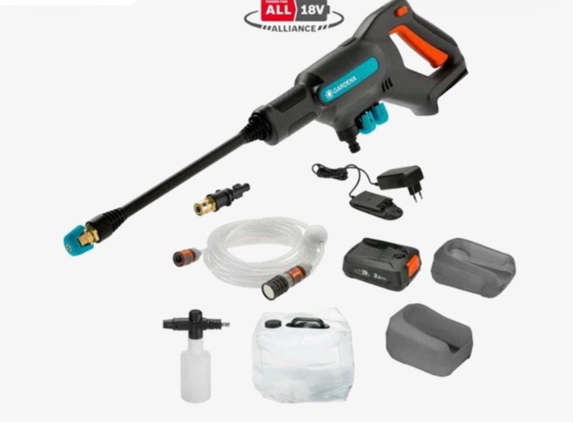 Gardena Accu Mediumdrukreiniger AquaClean Premium Set., Ophalen of Verzenden, Zo goed als nieuw, Accu