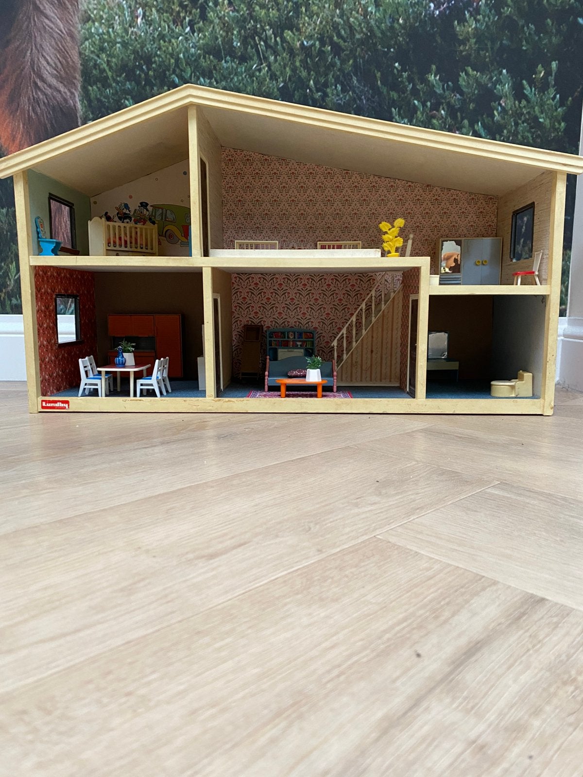 Lundby Poppenhuis jaren 60/70  met Jean & Modella meubels, Ophalen of Verzenden, Gebruikt, Poppenhuis