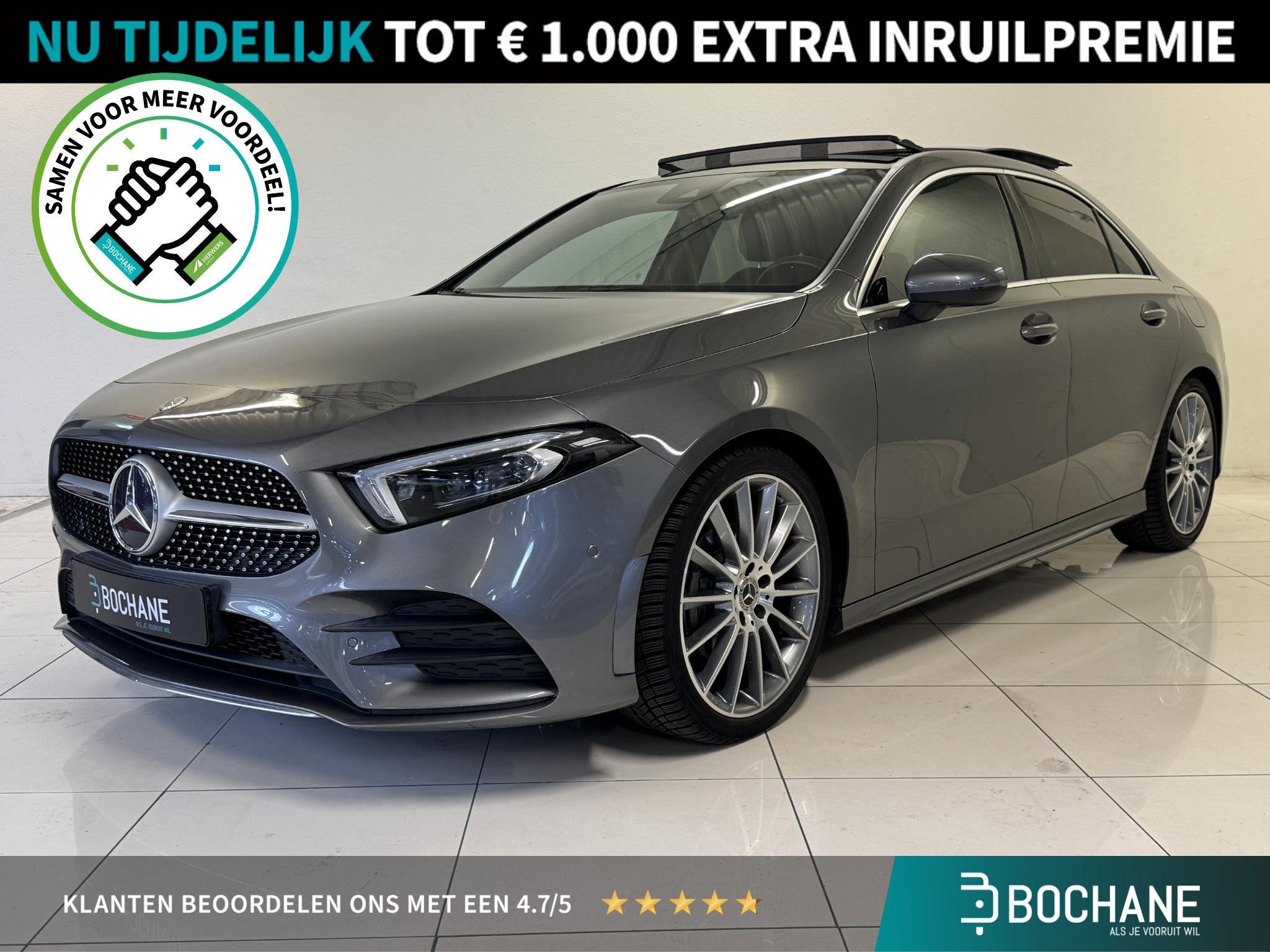 Mercedes-Benz A-klasse 200 Business Solution AMG Upgrade | P, Auto's, Gebruikt, 4 cilinders, Met garantie (alle), Leder en Stof
