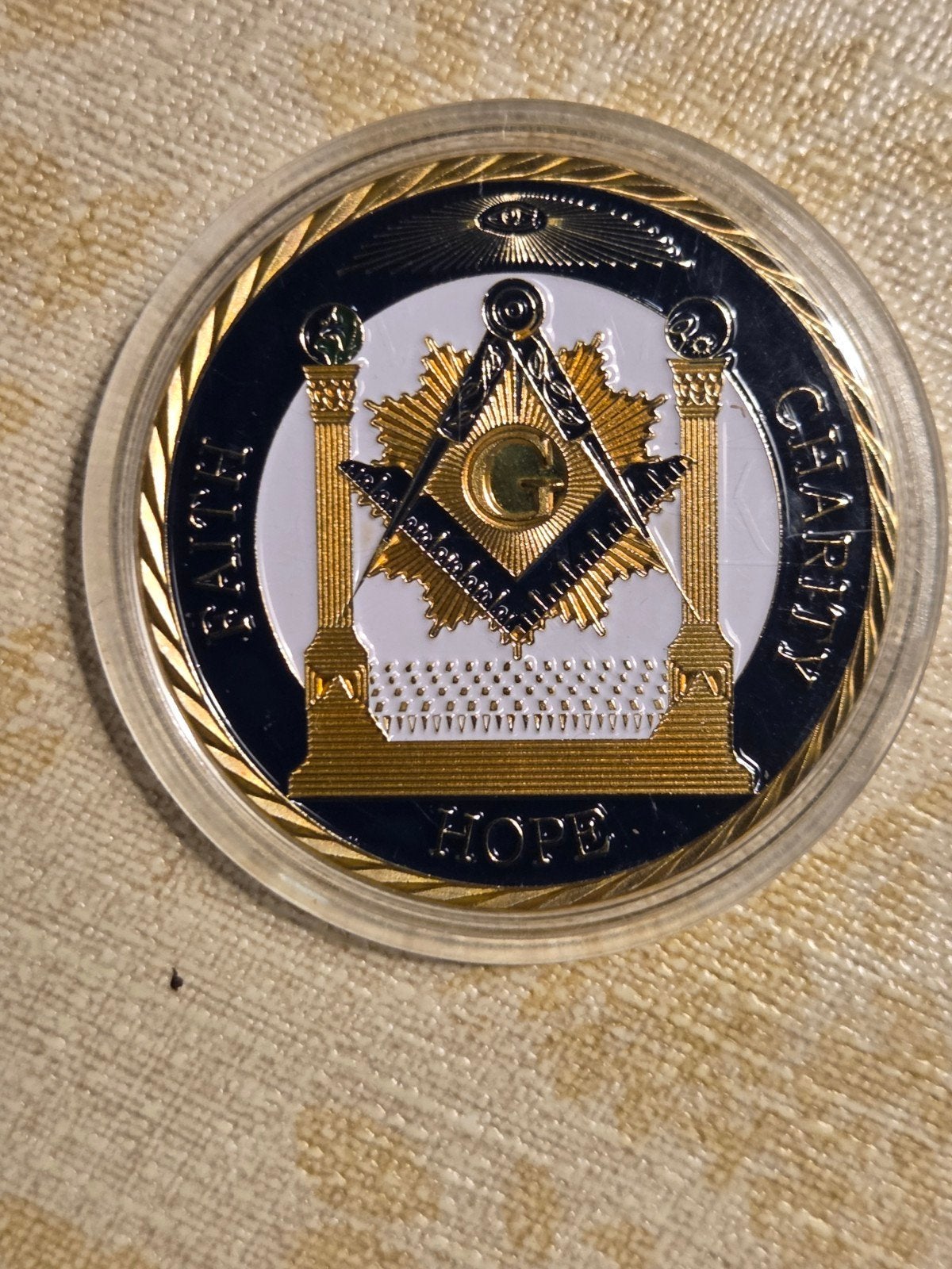 Vrijmetselaar Herdenkingsmunt - Geloof, Hoop, Liefde, Ophalen of Verzenden
