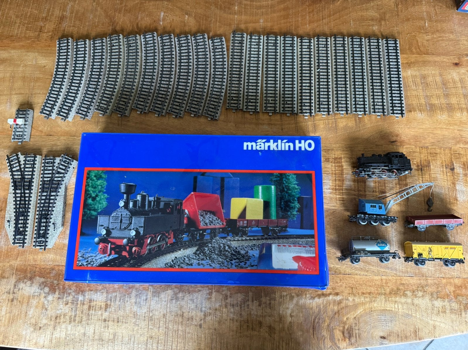 Marklin treinset compleet 2x locomotief wagons extra rails, Wisselstroom, Ophalen of Verzenden, Märklin, Gebruikt