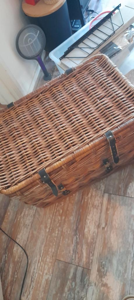 Grote rieten mand 45x45x75 cm - Vintage, Ophalen, Overige materialen, Gebruikt, Minder dan 50 cm