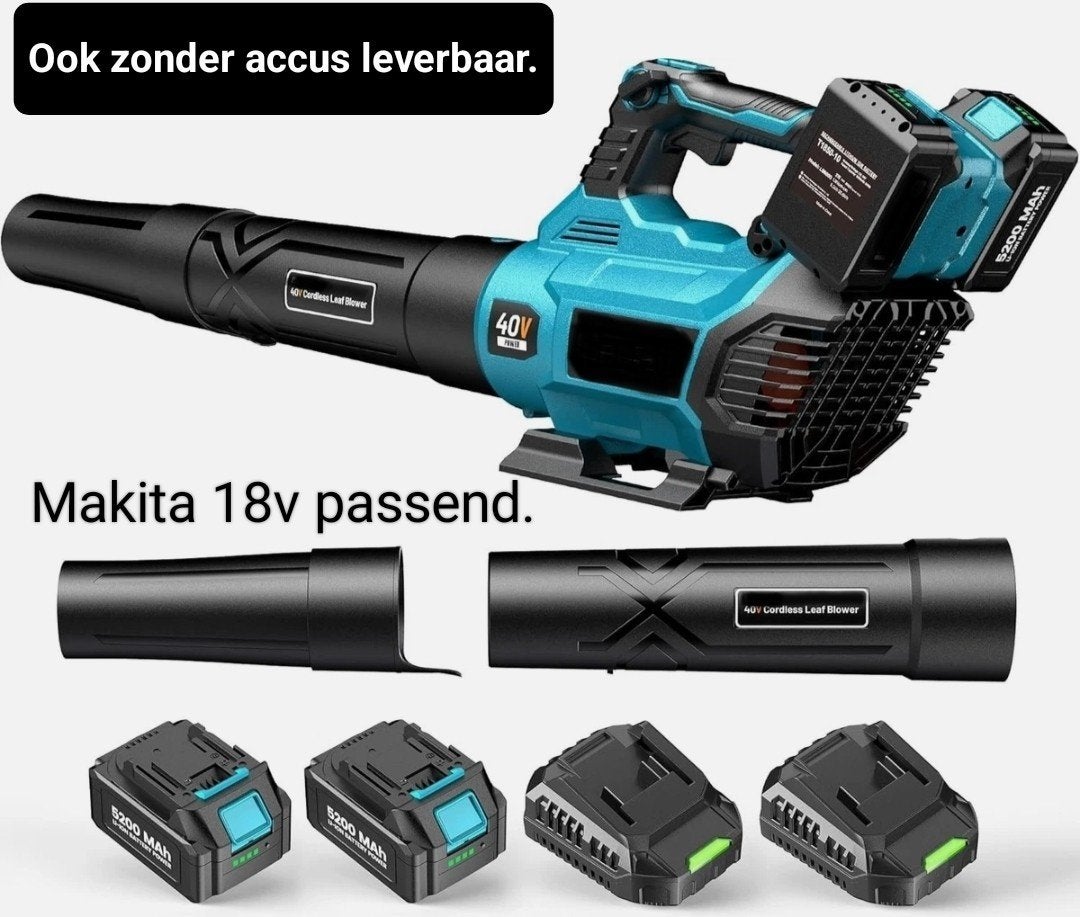 Bladblazer met 4x 5.2Ah Accu's.Makita Compatible., Tuin en Terras, Nieuw, Ophalen of Verzenden, Seesii for Makita®, Accu