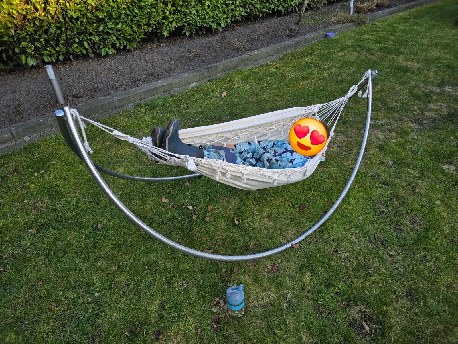 Marañon baby hangmat katoen + rvs standaard, Ophalen, Met standaard, Zo goed als nieuw, Eenpersoons