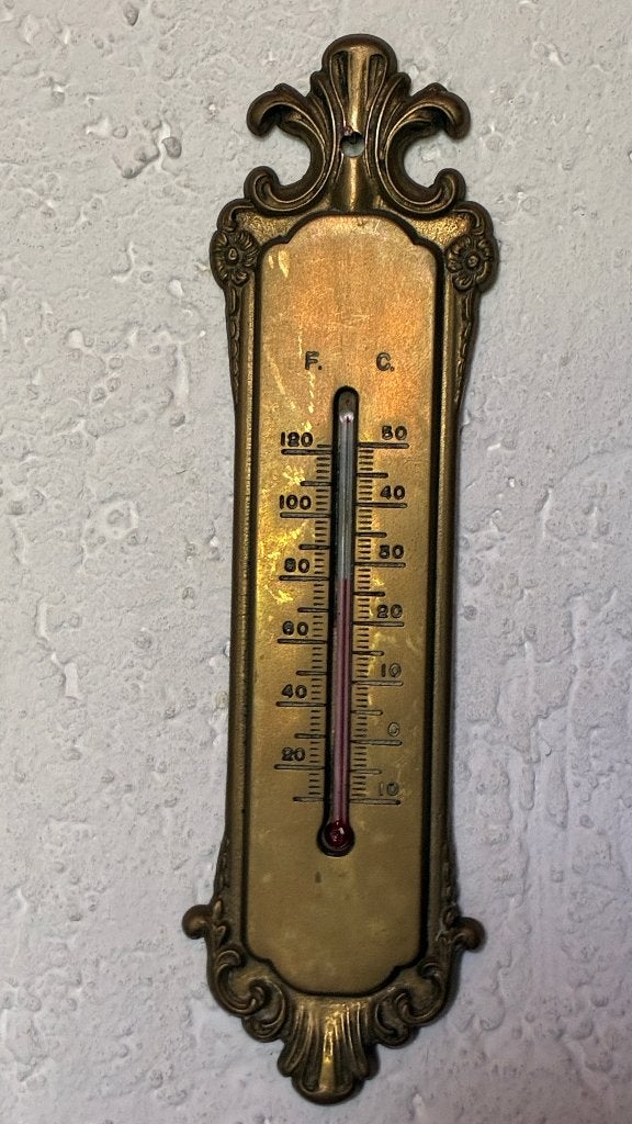 Vintage messing koper thermometer, Ophalen of Verzenden