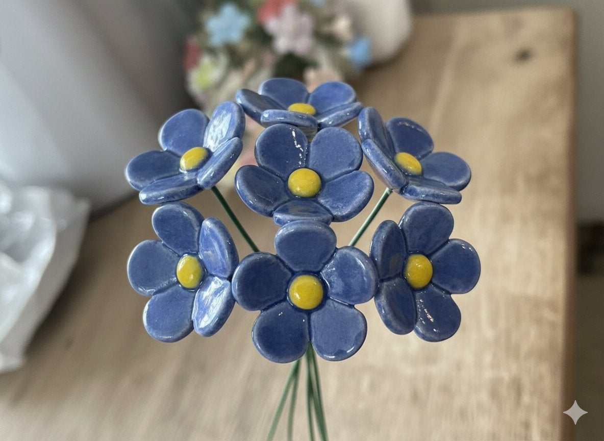 NIEUW !! Prachtig boeketje keramieken bloemen, Steen/keramiek, Ophalen of Verzenden, Nieuw