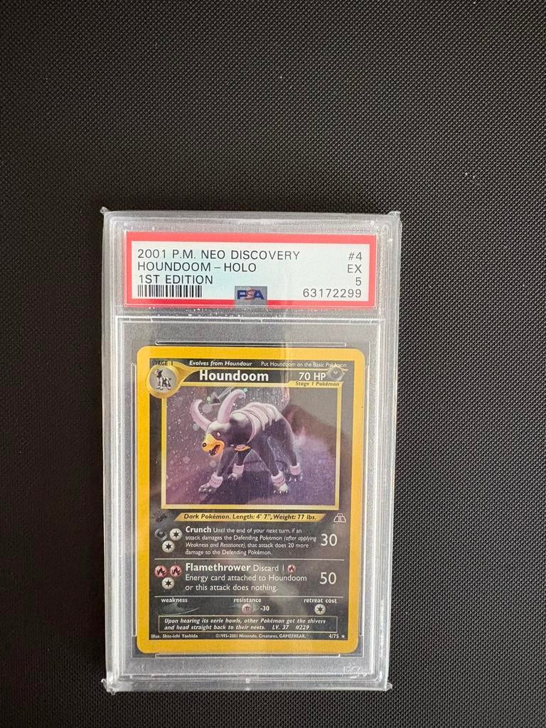 Houndoom holo 1st edition PSA5 4/75 pokemon neo discovery, Ophalen of Verzenden, Zo goed als nieuw