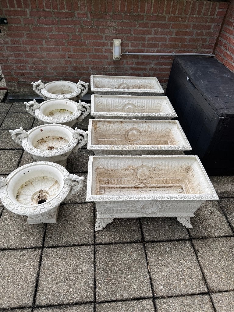 Prachtige set tuinvazen en plantenbakken (ca. 1900), Ophalen, Overige materialen, Gebruikt, Minder dan 60 cm
