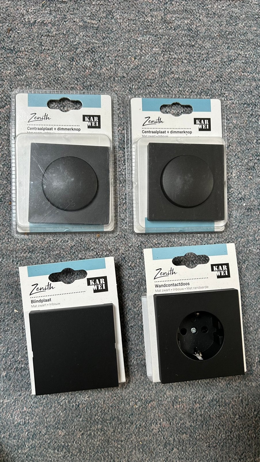 Zenith Karwei schakelmateriaal – mat zwart – set van 4, Ophalen of Verzenden, Nieuw, Schakelaar