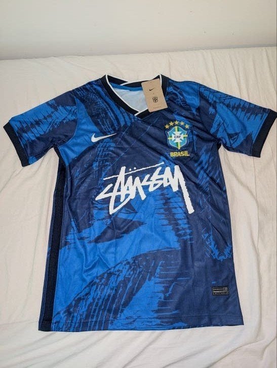 Stussy x Nike Brasil Voetbalshirt - Maat S, Blauw, Stussy, Nieuw, Ophalen of Verzenden