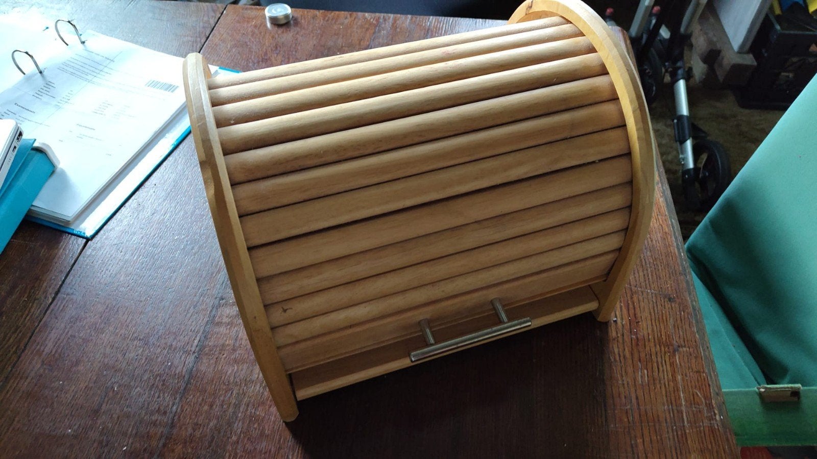 houten broodtrommel, Hout, Geel, Ophalen of Verzenden, Zo goed als nieuw