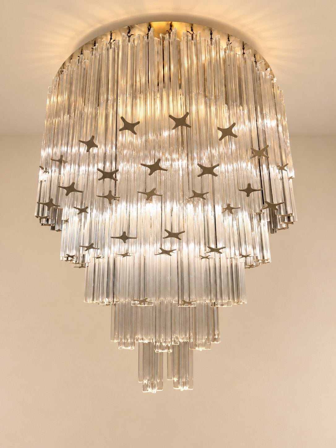 Spectaculaire Mid Century Italiaanse Design lamp, Huis en Inrichting, Ophalen, Zo goed als nieuw, Glas, Mid century design vintage hotel chique hollywood regency