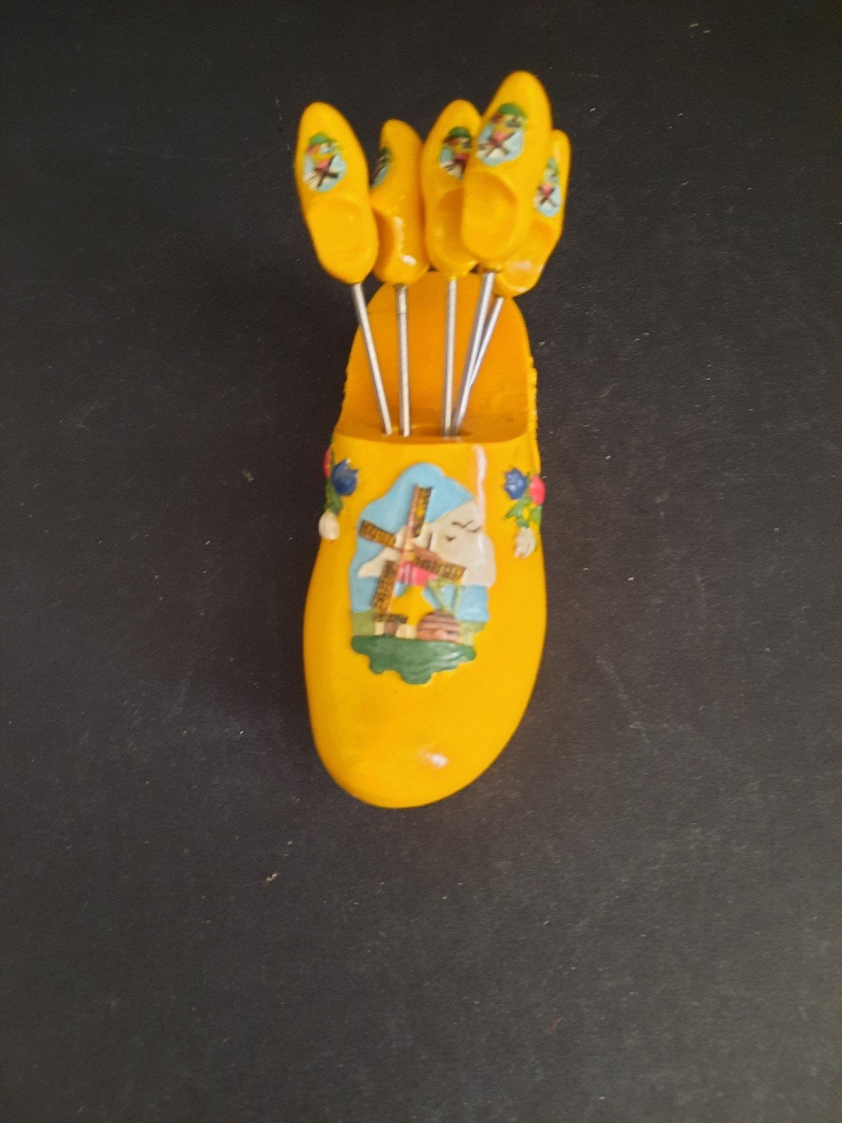 Holland Klomp Coctailprikkers - Geel met Molen Design, Ophalen of Verzenden