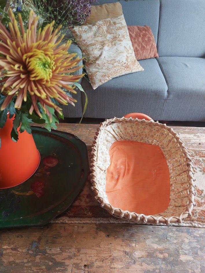 Vintage / retro stokbrood mandje oranje, Ophalen of Verzenden, Huis en Inrichting