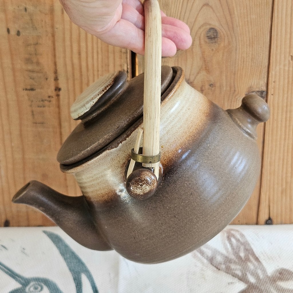 Gerzit West Germany theepot met houten hengsel, Overige typen, Vintage, Ophalen of Verzenden, Zo goed als nieuw
