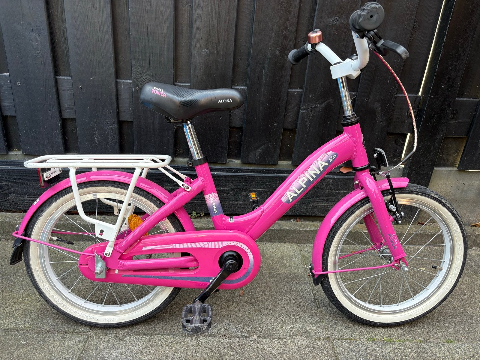 Alpina kinderfiets 16 inch - Roze (Zo goed als nieuw), Ophalen of Verzenden, Zo goed als nieuw, Velgrem, 16 tot 20 inch