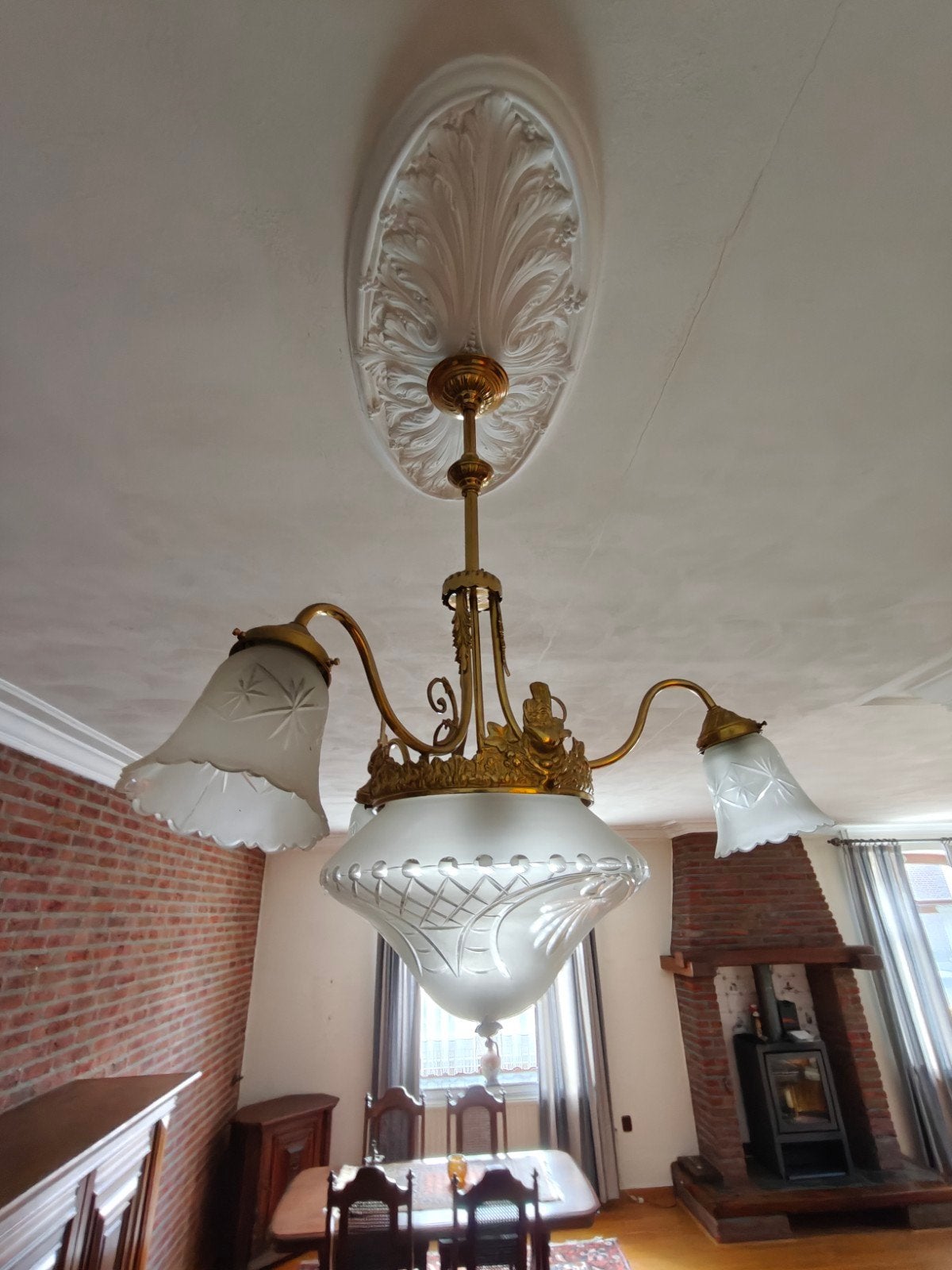 antieke art deco kroonluchter, Huis en Inrichting, Ophalen, Gebruikt