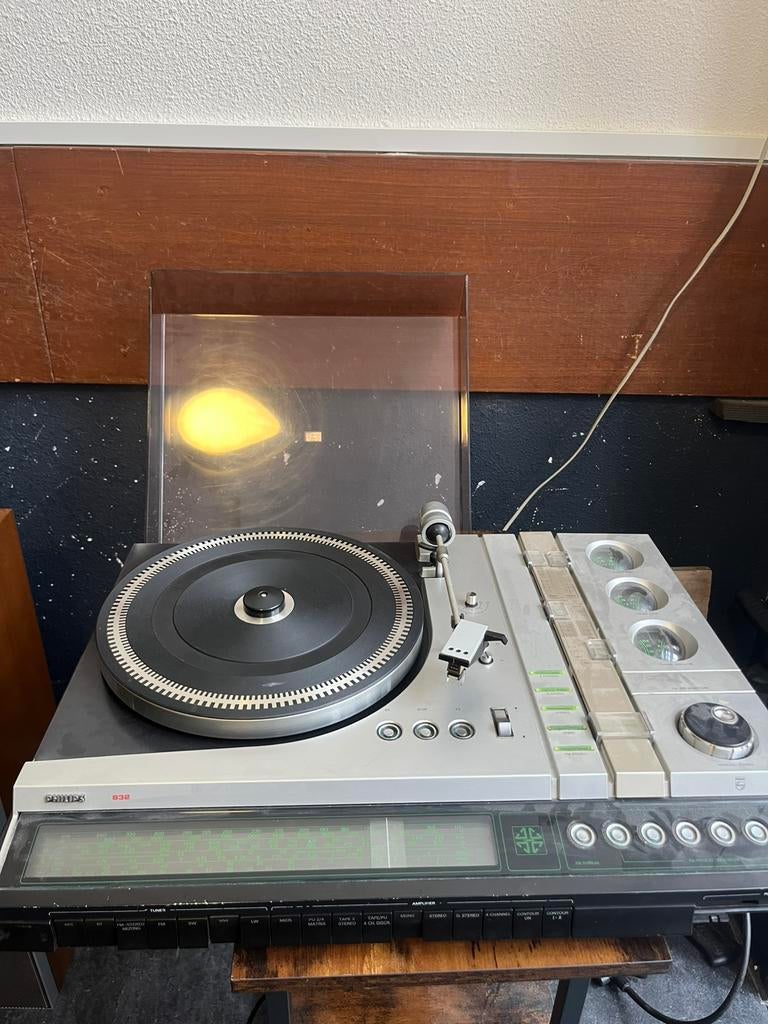 Philips 22RH832 Vissenoog + 532 MFB Boxen (Vintage set!), Ophalen of Verzenden, Gebruikt, Platenspeler, Philips