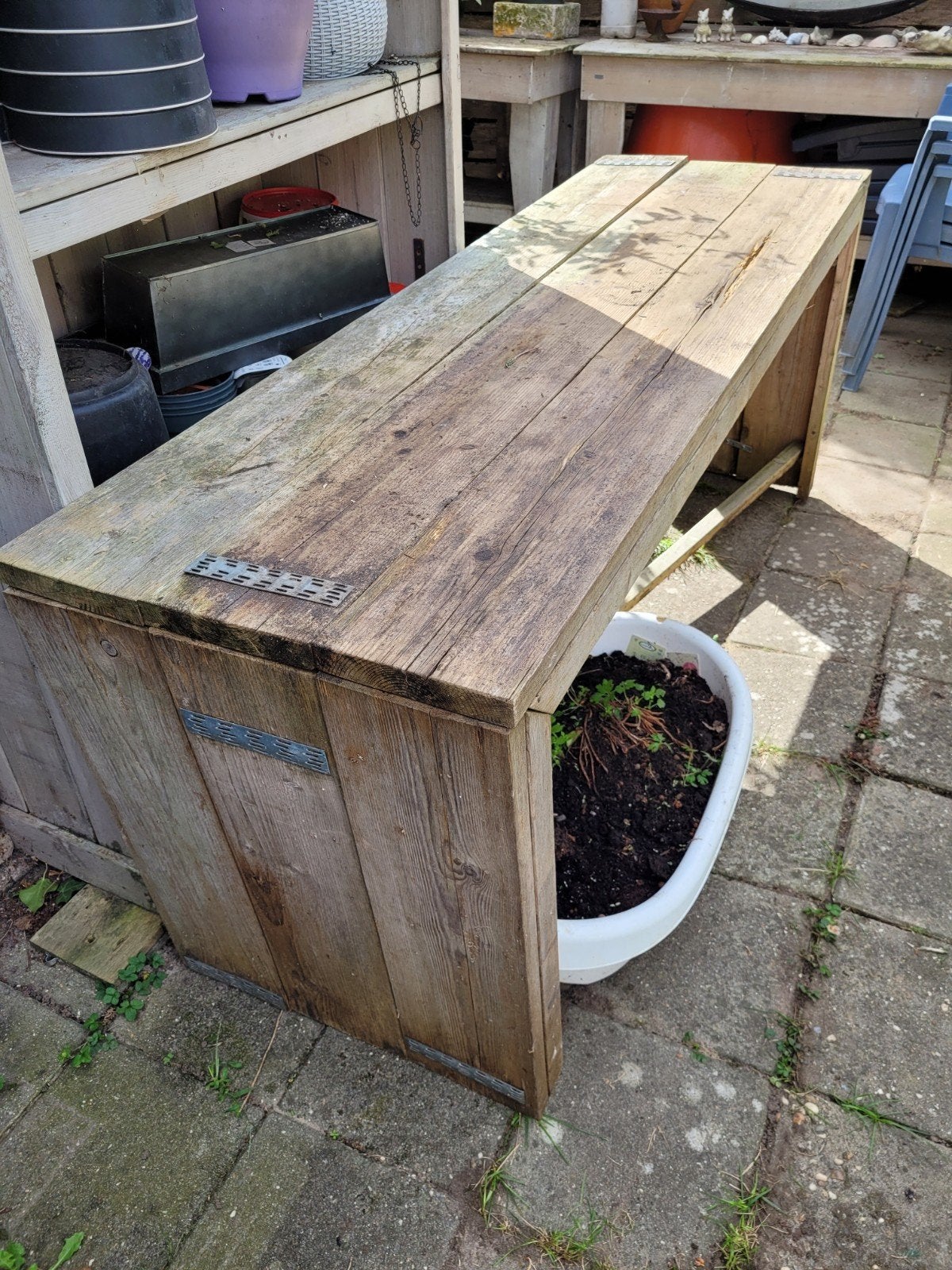 steiger houten tafel, Tuin en Terras, Ophalen of Verzenden