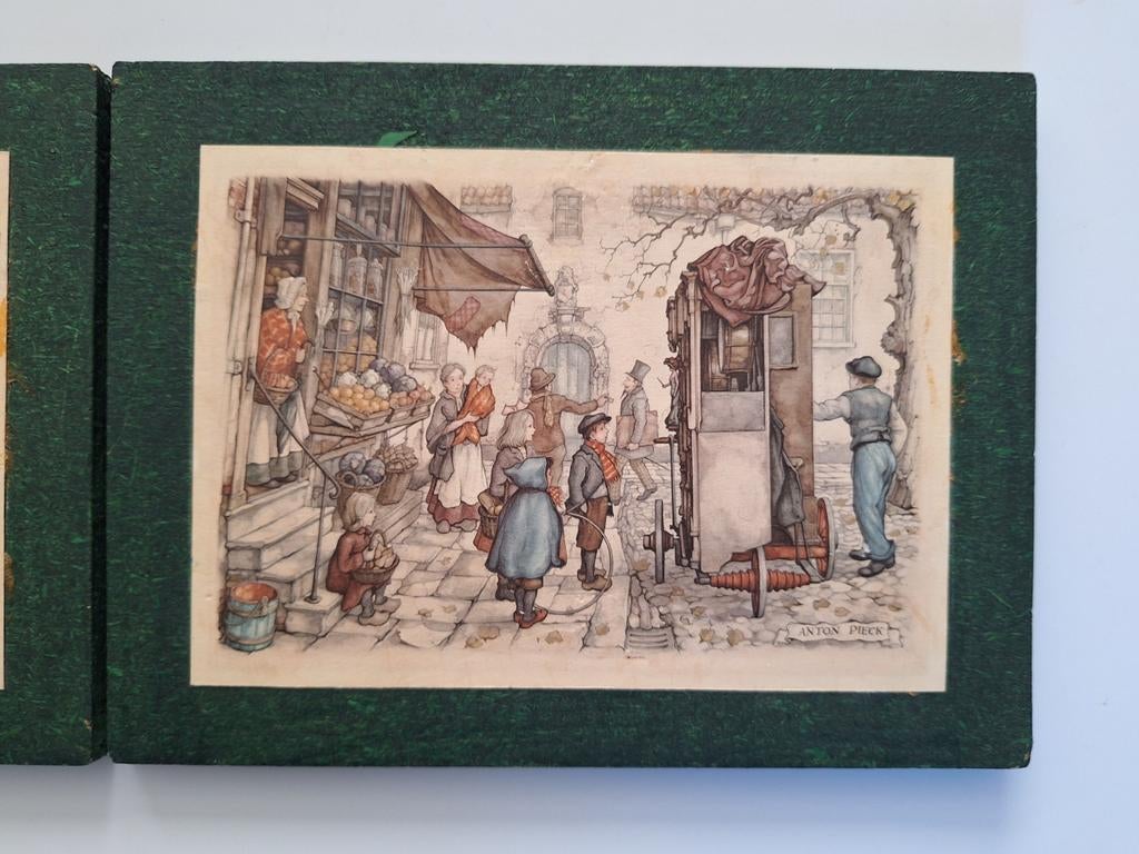 3 Anton Pieck prentjes geplakt op een soort spaanplaat., Ophalen of Verzenden