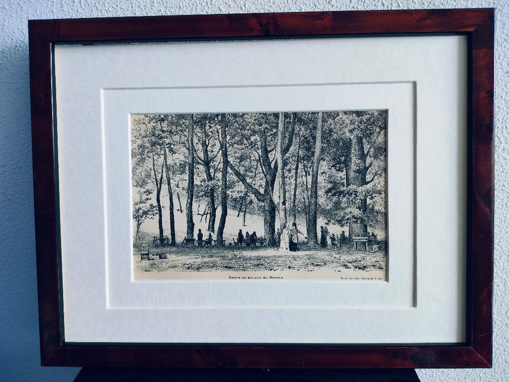 Craandijk Litho N-H Bergen Onder de Beuken 1880 (5), Antiek en Kunst, Ophalen of Verzenden