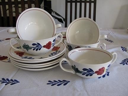 Boerenbont soepkom met oor + schotel Boerenbond, Huis en Inrichting, Gebruikt, Landelijk/Boerenbont, Ophalen of Verzenden, Royal Boch