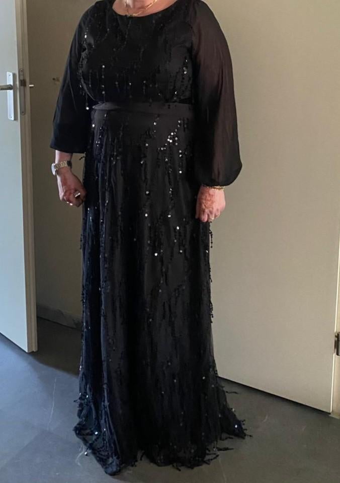 Elegante zwarte feestjurk met pailletten, Kleding | Dames, Jurken, Zwart, Maat 46/48 (XL) of groter, Ophalen of Verzenden, Onbekend