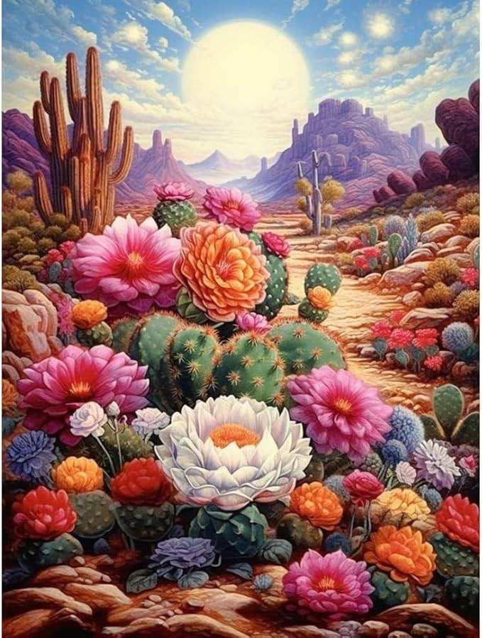 50x40cm Diamond Painting bloemen landschap nr 954, Educatief, Nieuw, Meerkleurig, Overige materialen