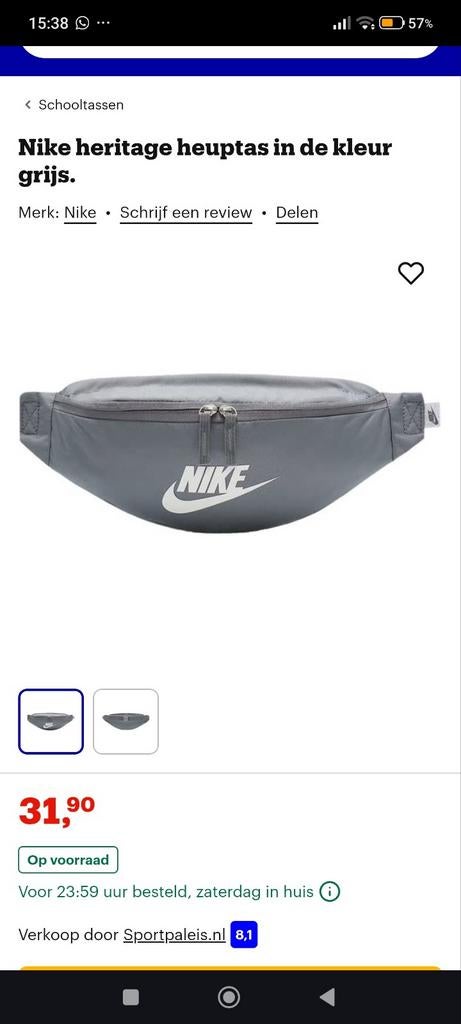 Schooltassen
Nike heritage heuptas in de kleur grijs., Ophalen of Verzenden, Zo goed als nieuw