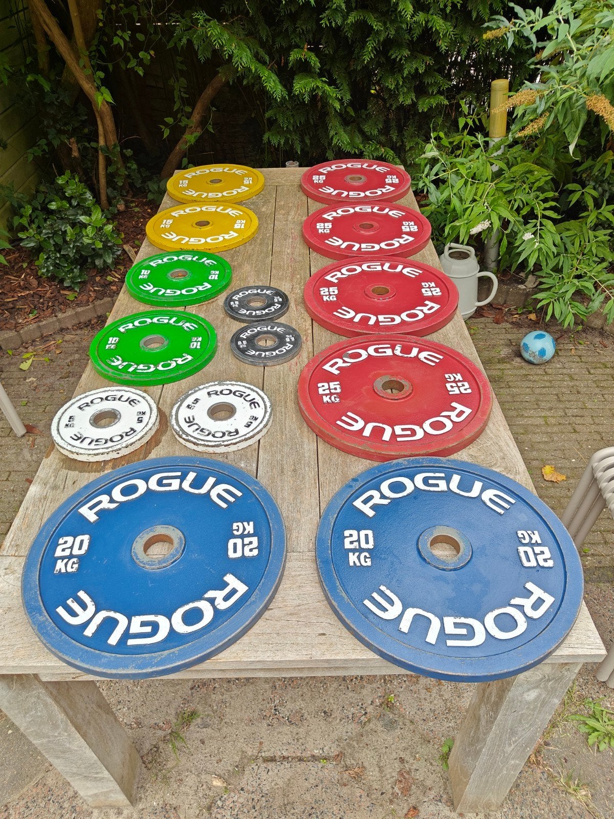 Rogue Calibrated Steel Plates - 205kg set, Ophalen, Gebruikt, Benen