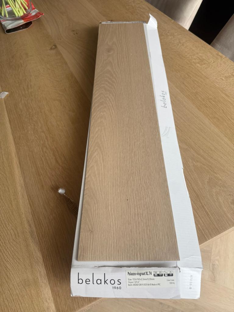 Belakos palazzo 74 XL visgraat pvc vloer 109m2, Ophalen, Kunststof, 50 tot 150 cm, Zo goed als nieuw