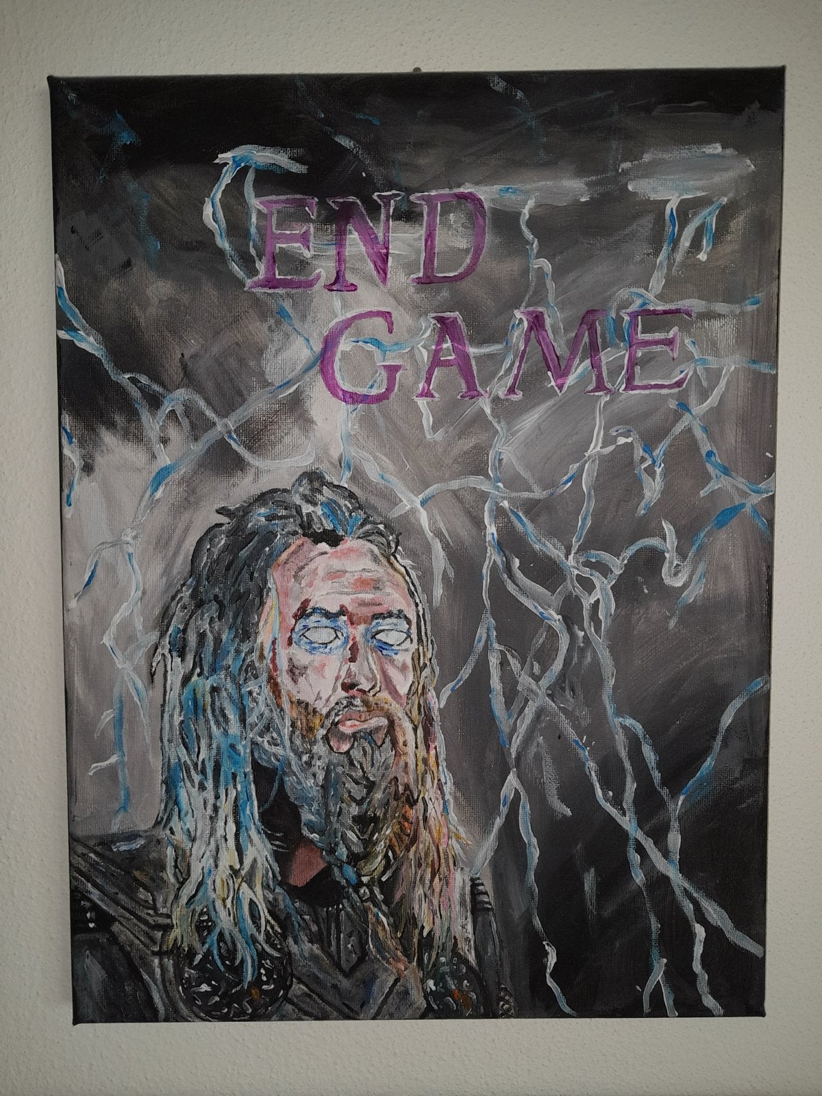 Handgeschilderd schilderij Thor Endgame op canvas, Antiek en Kunst, Acrylverf, Film, Verzenden, Handgeschilderd