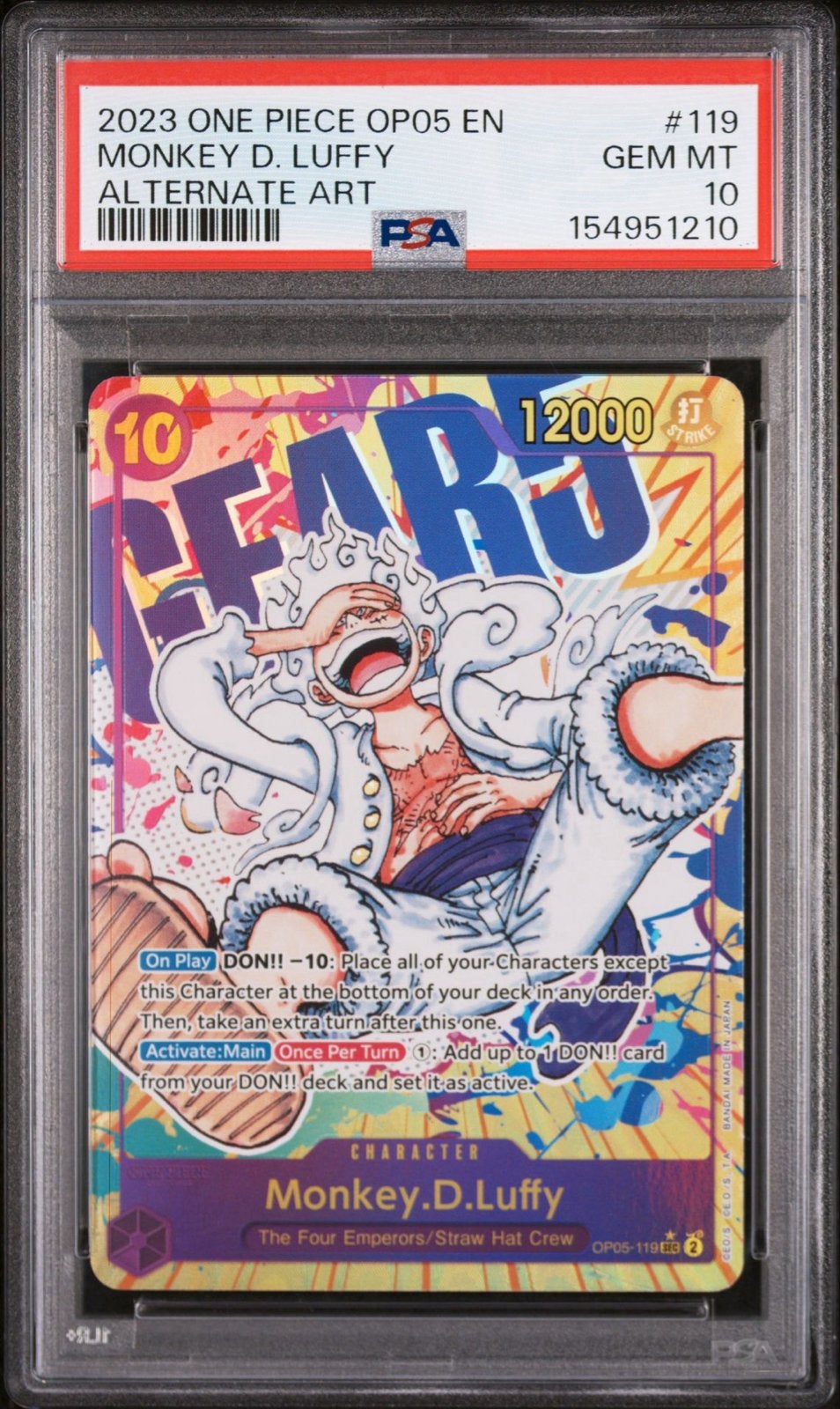 Monkey D. Luffy OP05-119 PSA 10, Ophalen of Verzenden, Nieuw, Losse kaart
