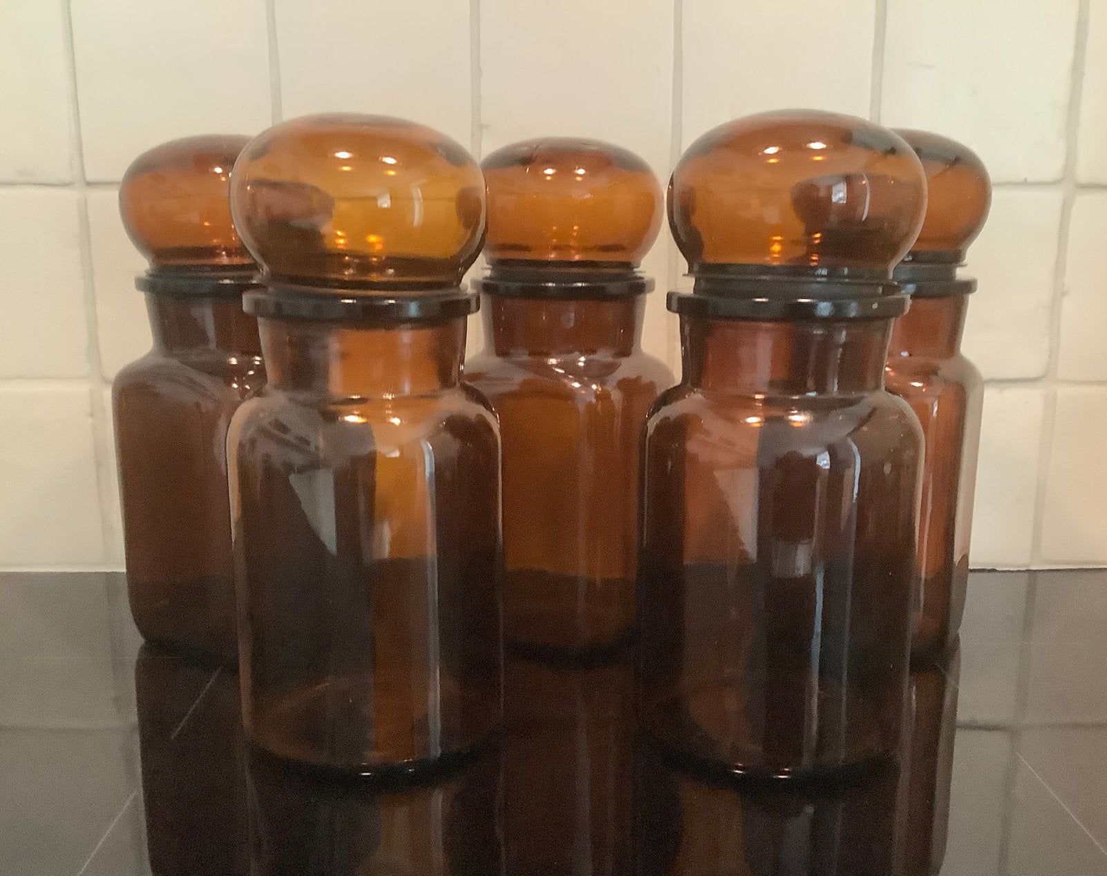 Vintage glazen Apotheek/Voorraadpotten, Ophalen of Verzenden