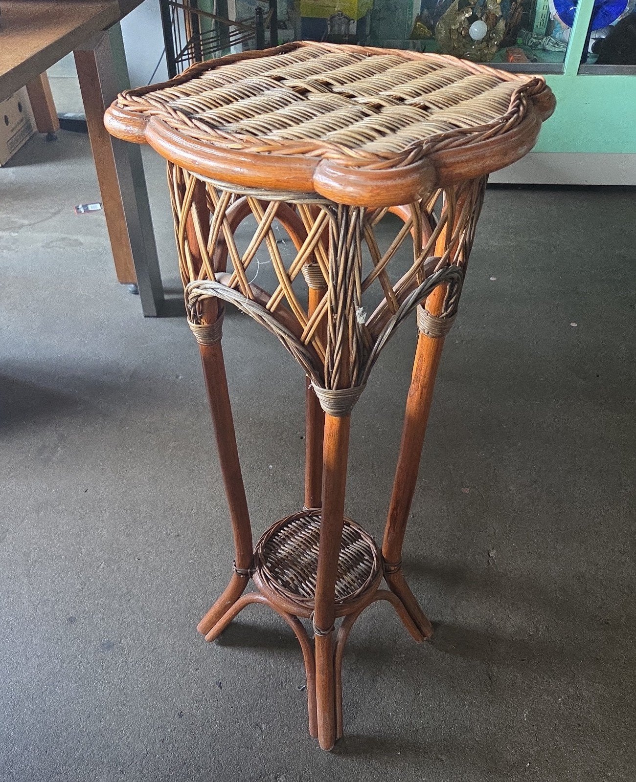 vintage plantenstandaard van gebogen rotan, Ophalen, Gebruikt, X, X